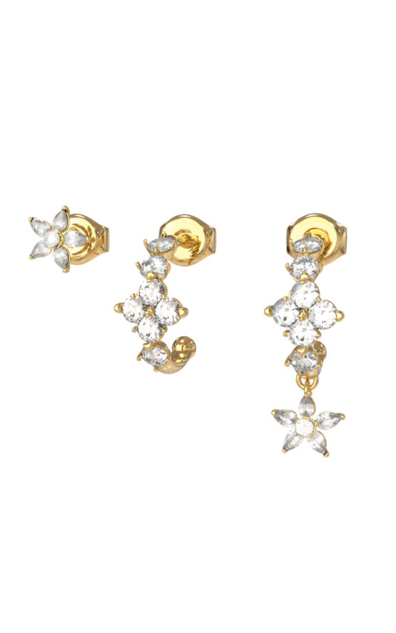 GUESS STEEL SECRET GARDEN JUBE06035JWYGT/U Σκουλαρίκια Χρυσά Με Πέτρες Σε Κουτάκι