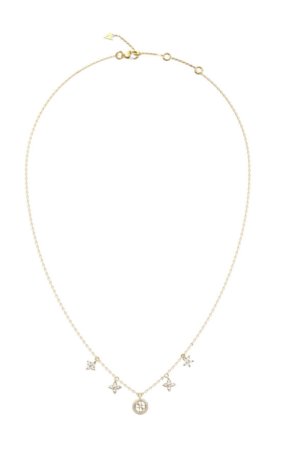 GUESS STEEL SECRET GARDEN JUBN06032JWYGT/U Κολιέ Χρυσό Με Λουλούδια Και Λογότυπο