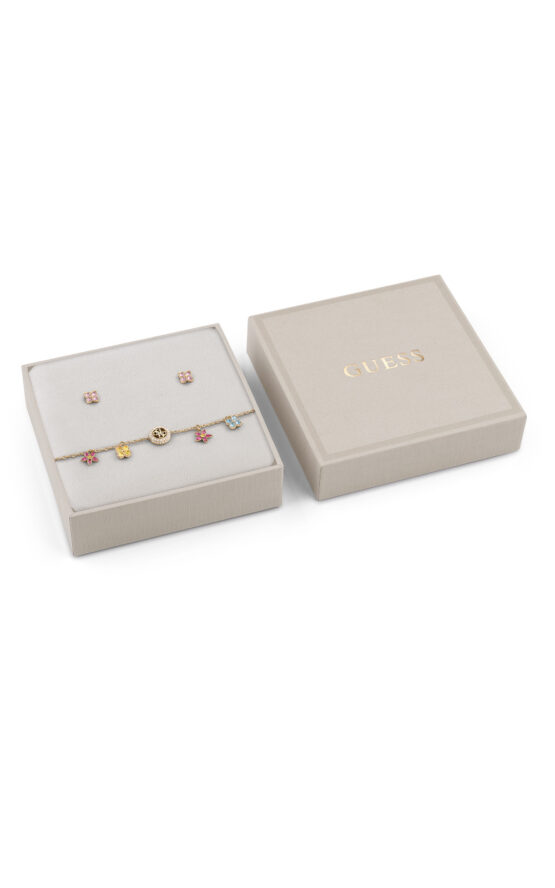 GUESS STEEL SECRET GARDEN JUBS06060JWYGMCS Κουτάκι Με Χρυσό Βραχιόλι Και Σκουλαρίκια