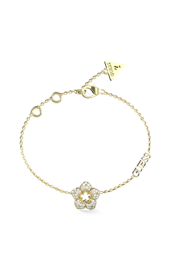 GUESS STEEL SHINING WINTER JUBB04468JWYGL Βραχιόλι Χρυσό Με Λουλούδι Και Λογότυπο