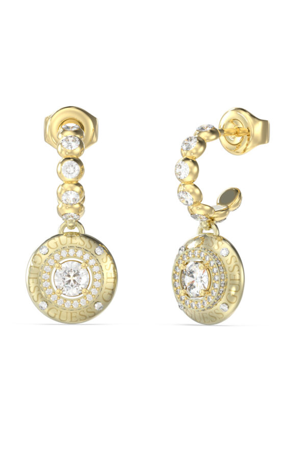 GUESS STEEL SPARKS JUBE06284JWYGT/U Κρίκοι Χρυσοί Με Κρεμαστό Σχέδιο Με Πέτρες