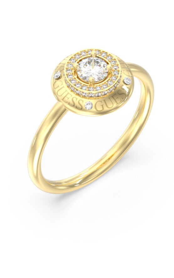 GUESS STEEL SPARKS JUBR06286JWYG54 Δαχτυλίδι Χρυσό Με Πέτρες Και Λογότυπο