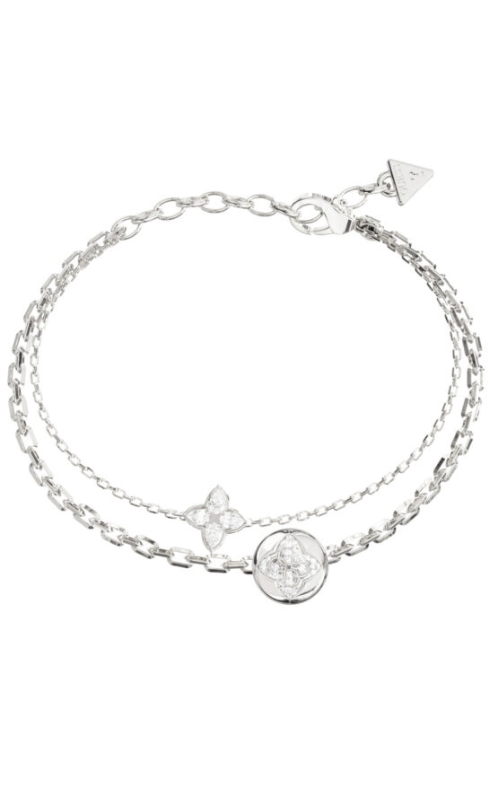 GUESS STEEL SPINNING BLOOM JUBB06469JWRHL Βραχιόλι Ασημένιο Με Διπλή Αλυσίδα Με Σχέδια