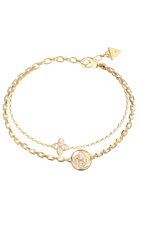 GUESS STEEL SPINNING BLOOM JUBB06469JWYGL Βραχιόλι Χρυσό Με Διπλή Αλυσίδα Με Σχέδια
