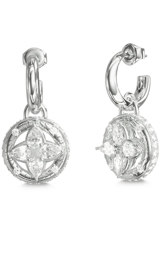 GUESS STEEL SPINNING BLOOM JUBE06463JWRHT/U Σκουλαρίκια Ασημένια Με Πέτρες