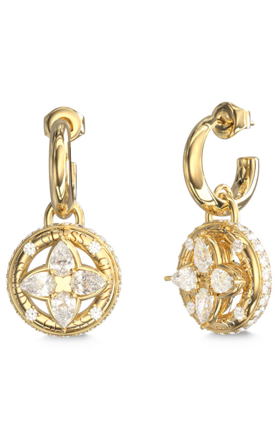 GUESS STEEL SPINNING BLOOM JUBE06463JWYGT/U Σκουλαρίκια Χρυσά Με Πέτρες