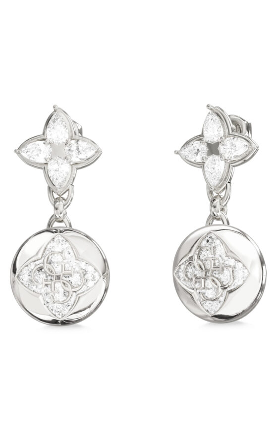 GUESS STEEL SPINNING BLOOM JUBE06470JWRHT/U Σκουλαρίκια Ασημένια Με Πέτρες
