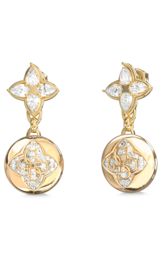 GUESS STEEL SPINNING BLOOM JUBE06470JWYGT/U Σκουλαρίκια Χρυσά Με Πέτρες