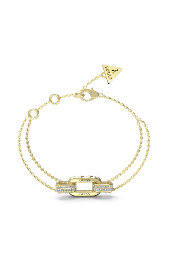 GUESS STEEL STYLISH GUESS JUBB04581JWYGL Βραχιόλι Χρυσό Με Διπλή Αλυσίδα Με Σχέδιο Με Πέτρες