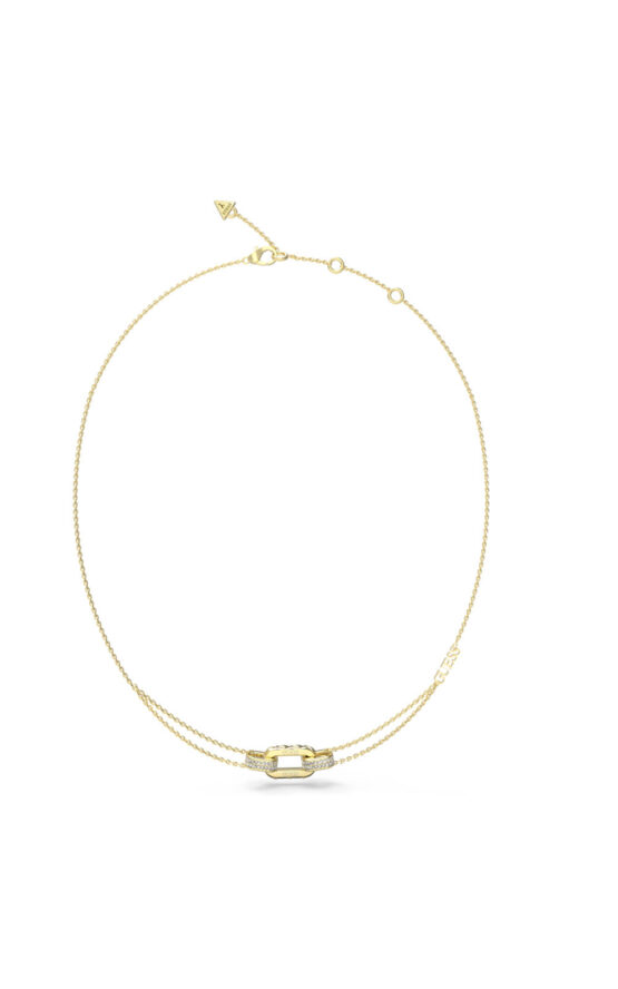 GUESS STEEL STYLISH GUESS JUBN04580JWYGT/U Κολιέ Χρυσό Με Διπλή Αλυσίδα Με Λογότυπο Με Πέτρες