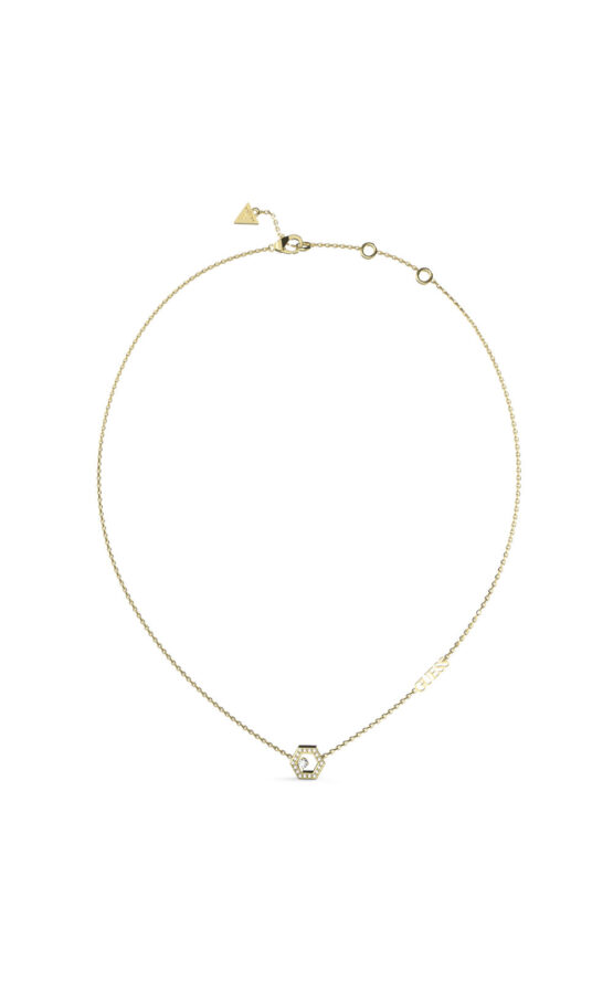 GUESS STEEL TINY DANCER JUBN04649JWYGT/U Κολιέ Χρυσό Με Εξάγωνο Σχέδιο Με Πέτρες