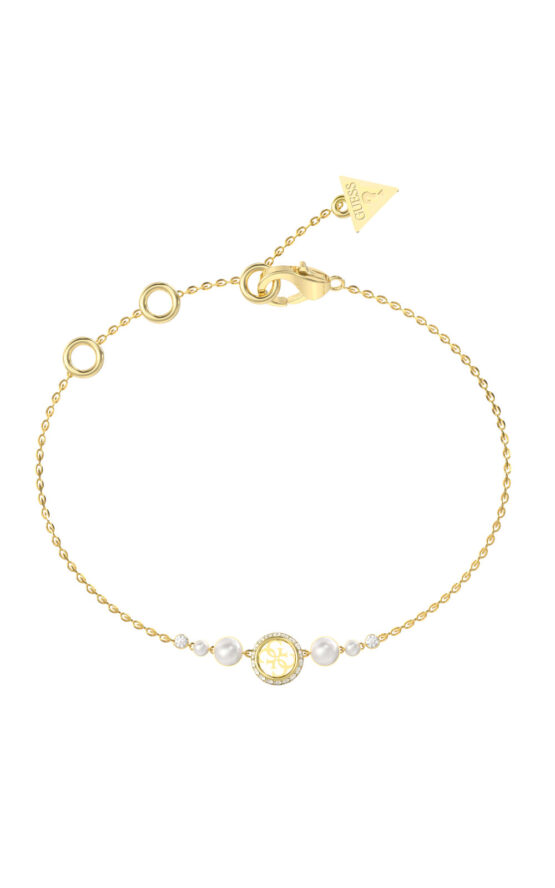 GUESS STEEL TINY PEARLY JUBB05516JWYGL Βραχιόλι Χρυσό Με Πέρλες Και Λογότυπο