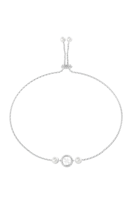 GUESS STEEL TINY PEARLY JUBB05520JWRHL Βραχιόλι Ασημένιο Με Πέρλες Και Λογότυπο