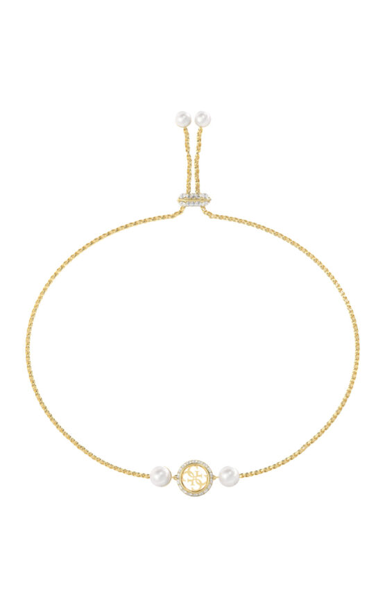 GUESS STEEL TINY PEARLY JUBB05520JWYGL Βραχιόλι Χρυσό Με Πέρλες Και Λογότυπο