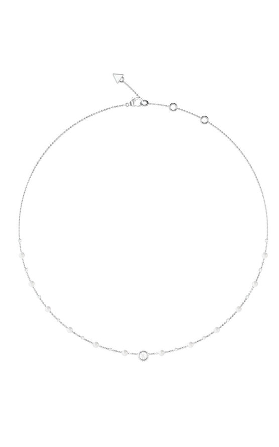 GUESS STEEL TINY PEARLY JUBN05515JWRHT/U Κολιέ Ασημένιο Με Πέρλες