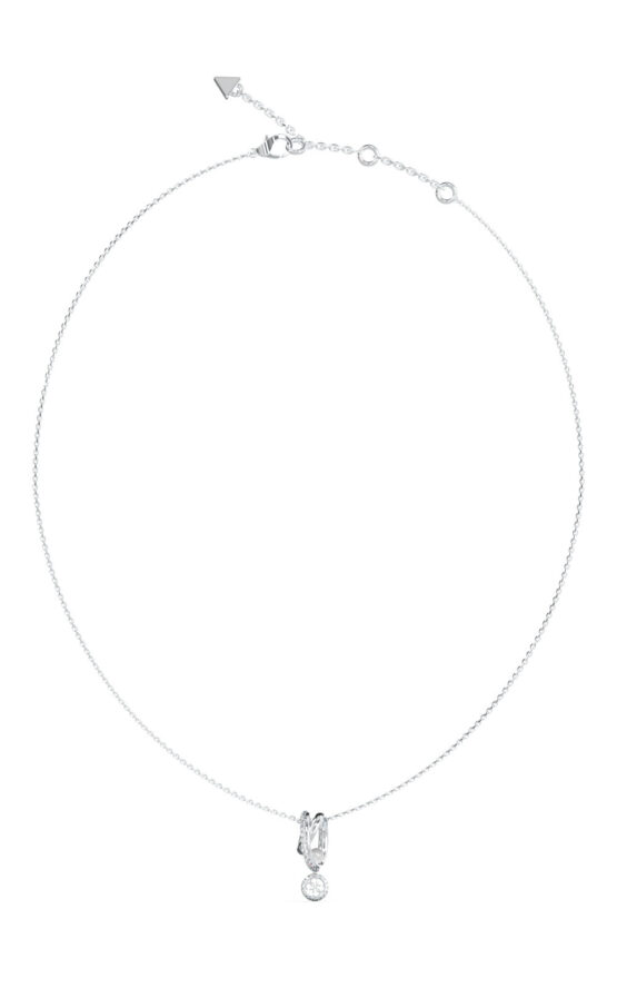 GUESS STEEL TINY PEARLY JUBN05523JWRHT/U Κολιέ Ασημένιο Με Πέρλα Και Λογότυπο