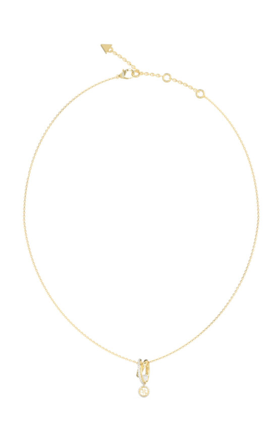 GUESS STEEL TINY PEARLY JUBN05523JWYGT/U Κολιέ Χρυσό Με Πέρλα Και Λογότυπο