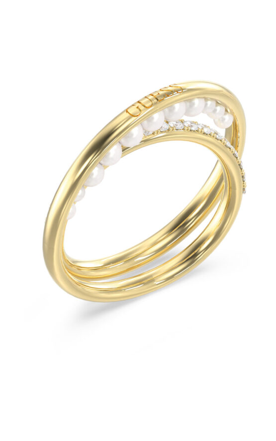 GUESS STEEL TINY PEARLY JUBR05525JWYG52 Δαχτυλίδι Χρυσό Δίβερο Με Πέρλες