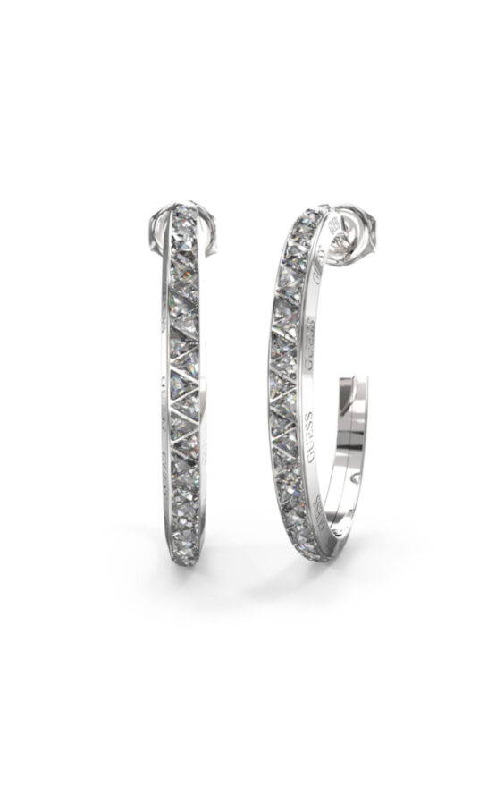 GUESS STEEL TRINITY JUBE04564JWRHT/U Ασημένιοι Κρίκοι Με Πέτρες