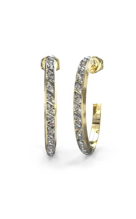 GUESS STEEL TRINITY JUBE04564JWYGT/U Χρυσοί Κρίκοι Με Πέτρες