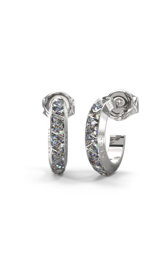 GUESS STEEL TRINITY JUBE04573JWRHT/U Ασημένιοι Κρίκοι Με Πέτρες