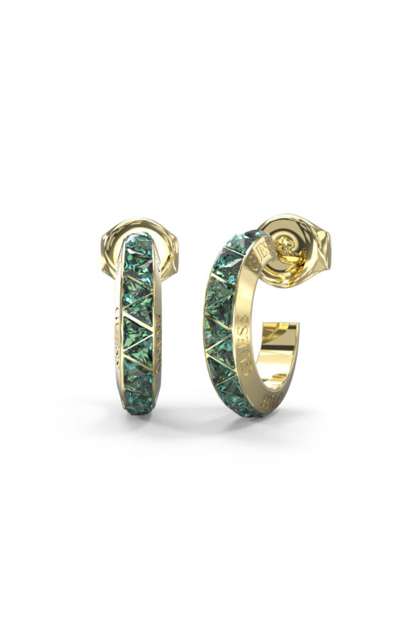 GUESS STEEL TRINITY JUBE04574JWYGEMT/U Χρυσοί Κρίκοι Με Πράσινες Πέτρες