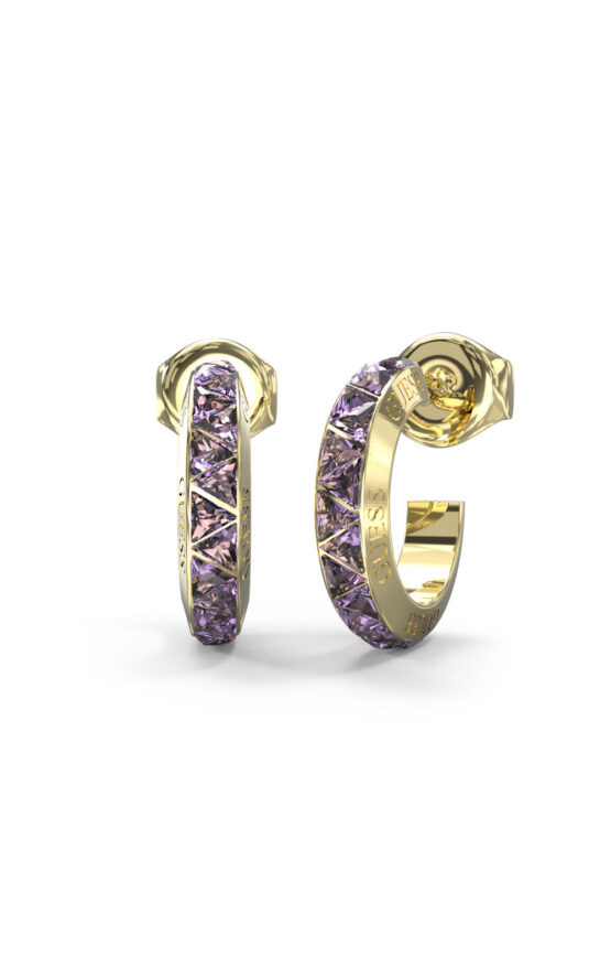 GUESS STEEL TRINITY JUBE04574JWYGVLT/U Χρυσοί Κρίκοι Με Μωβ Πέτρες