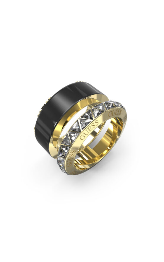 GUESS STEEL TRINITY JUBR04570JWYGBK58 Δαχτυλίδι Δίβερο Και Δίχρωμο Με Πέτρες