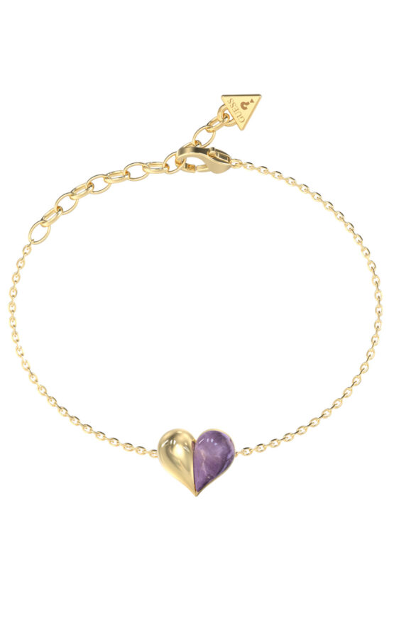 GUESS STEEL TRUE COLORS JUBB06418JWYGAML Βραχιόλι Χρυσό Με Δίχρωμη Καρδιά