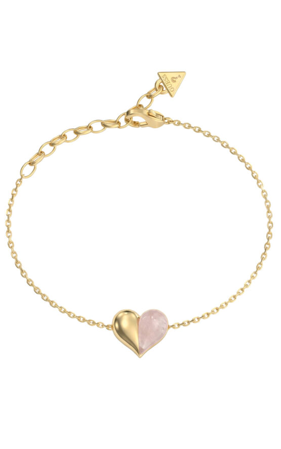 GUESS STEEL TRUE COLORS JUBB06418JWYGRSL Βραχιόλι Χρυσό Με Δίχρωμη Καρδιά