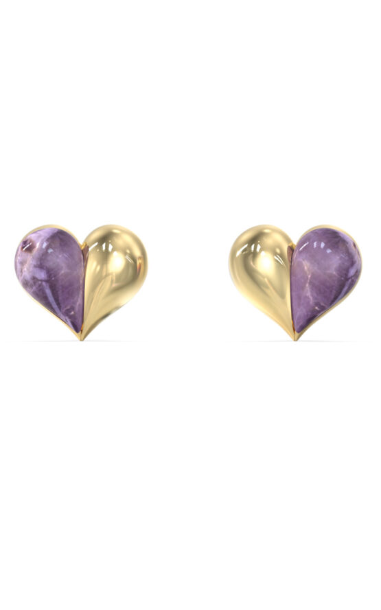GUESS STEEL TRUE COLORS JUBE06417JWYGAMT/U Σκουλαρίκια Δίχρωμες Καρδιές