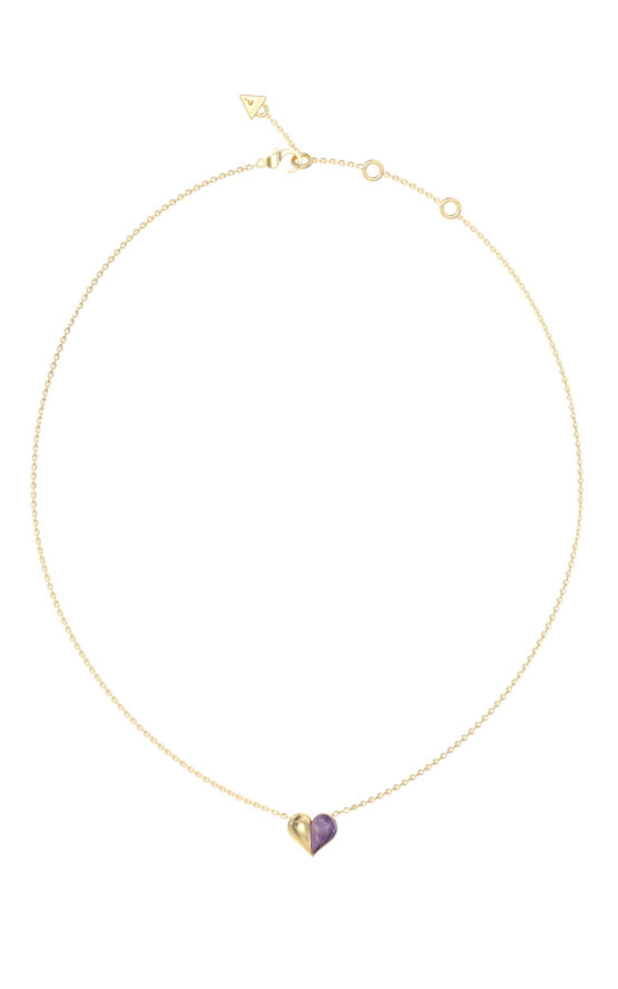 GUESS STEEL TRUE COLORS JUBN06416JWYGAMT/U Κολιέ Χρυσό Με Δίχρωμη Καρδιά