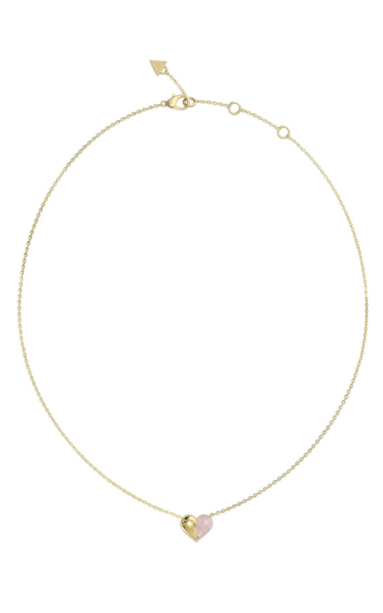 GUESS STEEL TRUE COLORS JUBN06416JWYGRST/U Κολιέ Χρυσό Με Δίχρωμη Καρδιά
