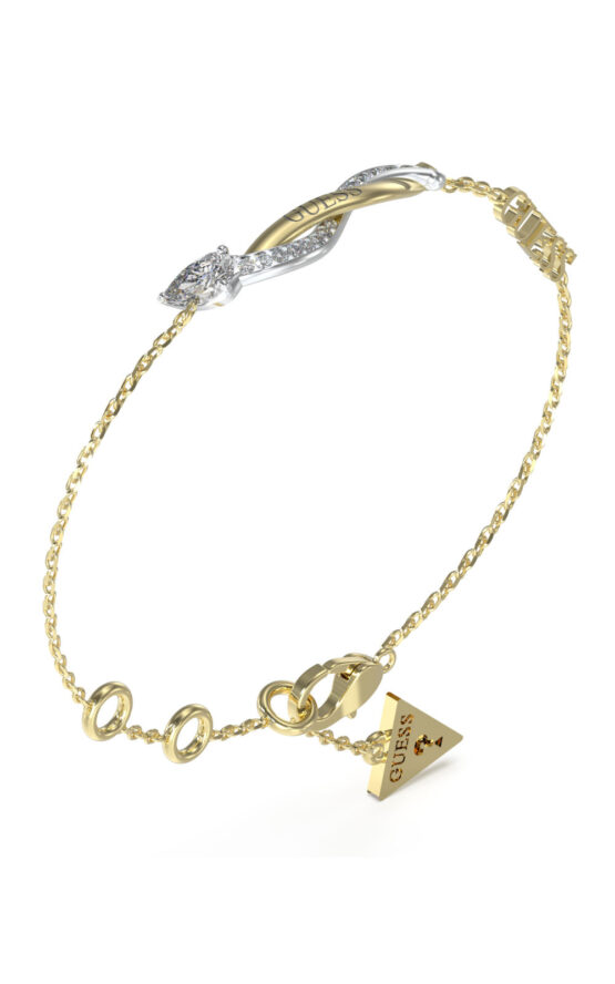 GUESS STEEL TWIST JUBB05067JWYGRHL Βραχιόλι Δίχρωμο Με Πέτρες Και Λογότυπο