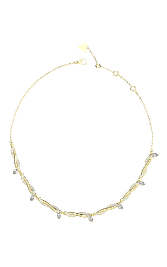 GUESS STEEL TWIST JUBN05061JWYGT/U Κολιέ Χρυσό Με Πέτρες