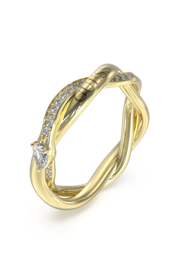 GUESS STEEL TWIST JUBR05068JWYG54 Δαχτυλίδι Χρυσό Με Πέτρες Και Λογότυπο