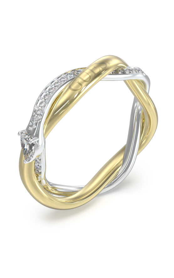 GUESS STEEL TWIST JUBR05068JWYGRH58 Δαχτυλίδι Δίχρωμο Με Πέτρες Και Λογότυπο