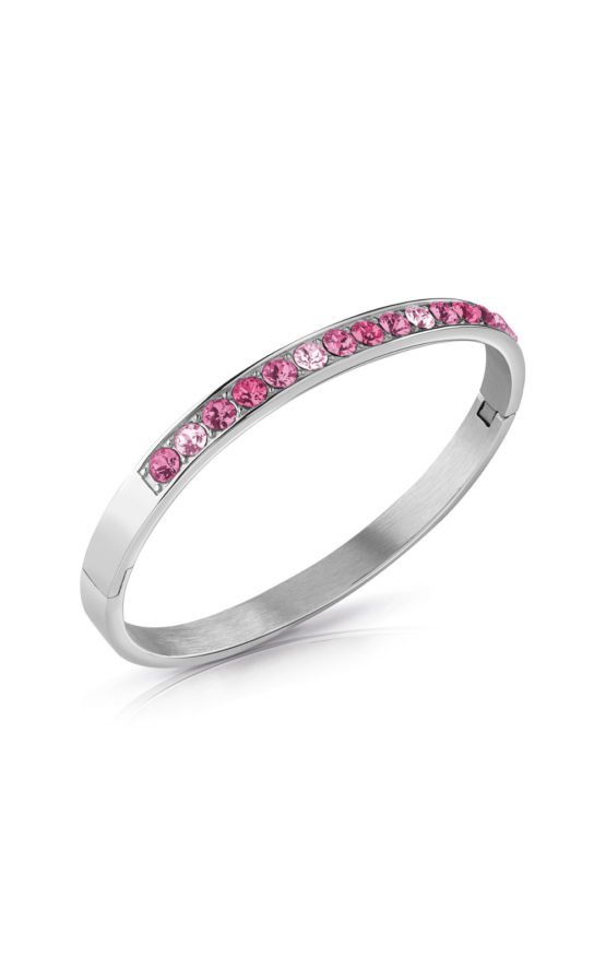 GUESS STEEL UBB78111-S Ασημένιο Βραχιόλι Με Ροζ Πέτρες