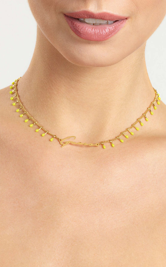 GUESS STEEL UBN70089 Χρυσό Κολιέ Με Κίτρινες Πέτρες 2