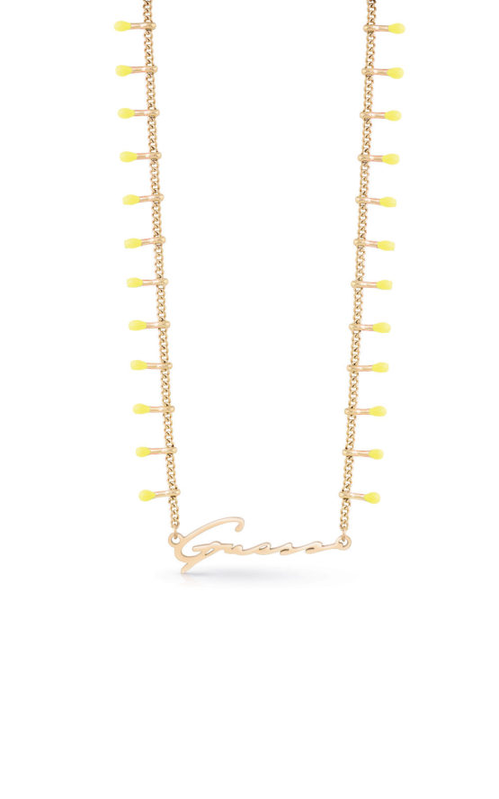 GUESS STEEL UBN70089 Χρυσό Κολιέ Με Κίτρινες Πέτρες