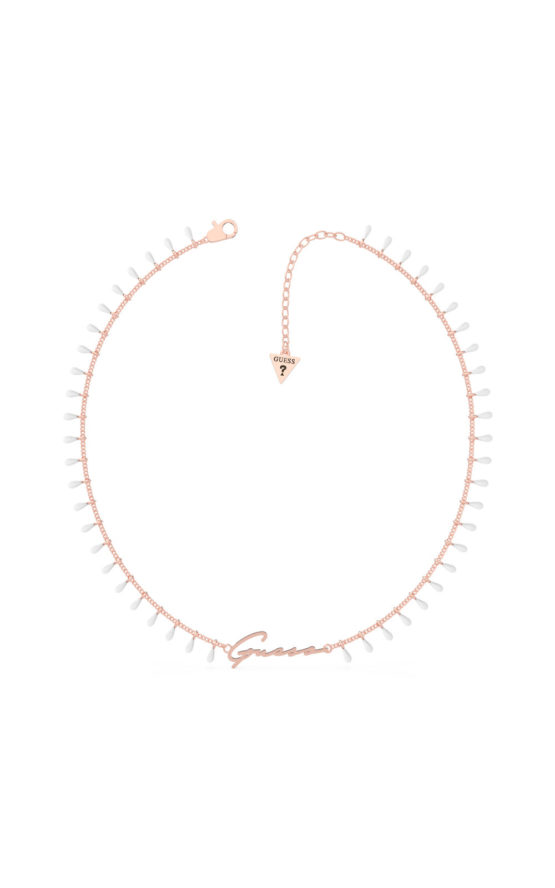 GUESS STEEL UBN70093 Ροζ Χρυσό Κολιέ Με Άσπρες Πέτρες