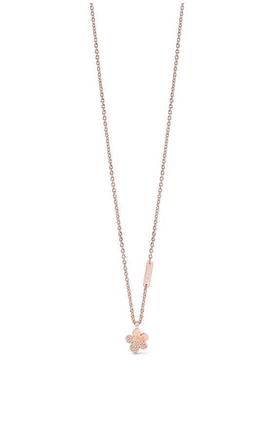 GUESS STEEL UBN78089 Ροζ Χρυσό Κολιέ Με Λουλούδι