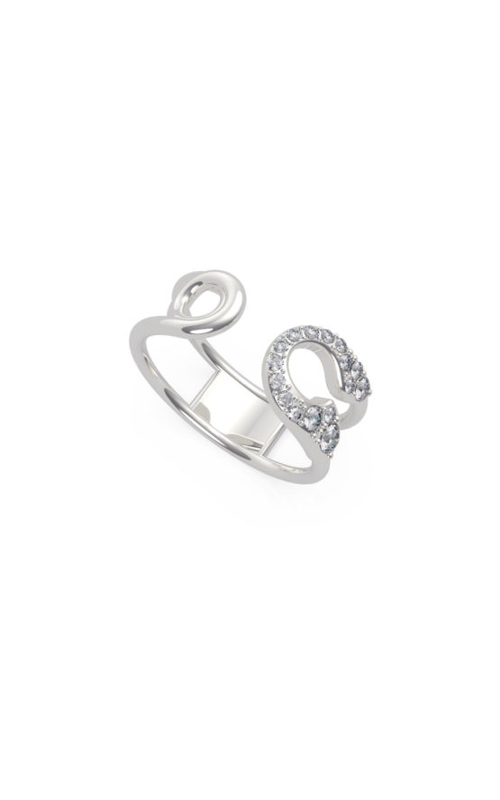 GUESS STEEL UBR20038-54 Ασημένιο Δαχτυλίδι Με Πέτρες