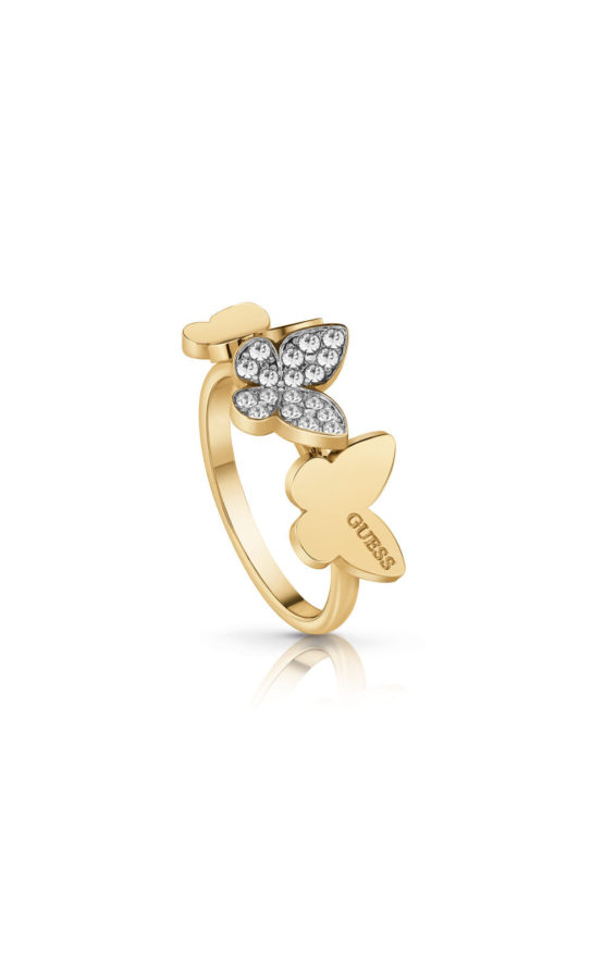 GUESS STEEL UBR78004-54 Χρυσό Δαχτυλίδι Με Πεταλούδες
