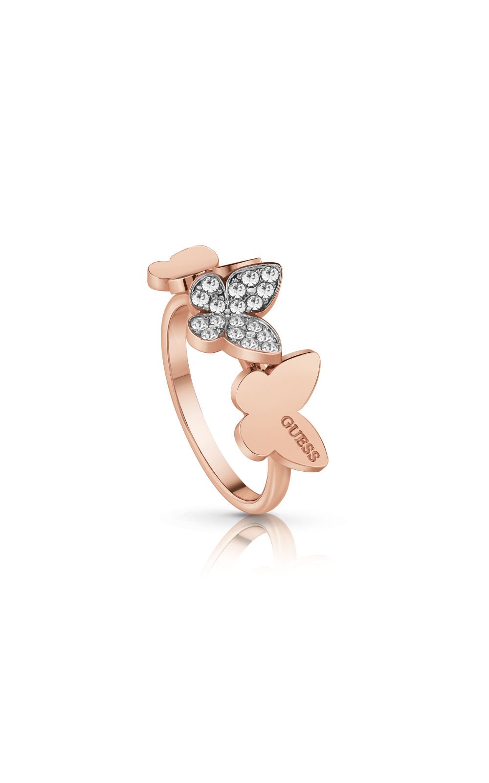 GUESS STEEL UBR78005-54 Ροζ Χρυσό Δαχτυλίδι Με Πεταλούδες