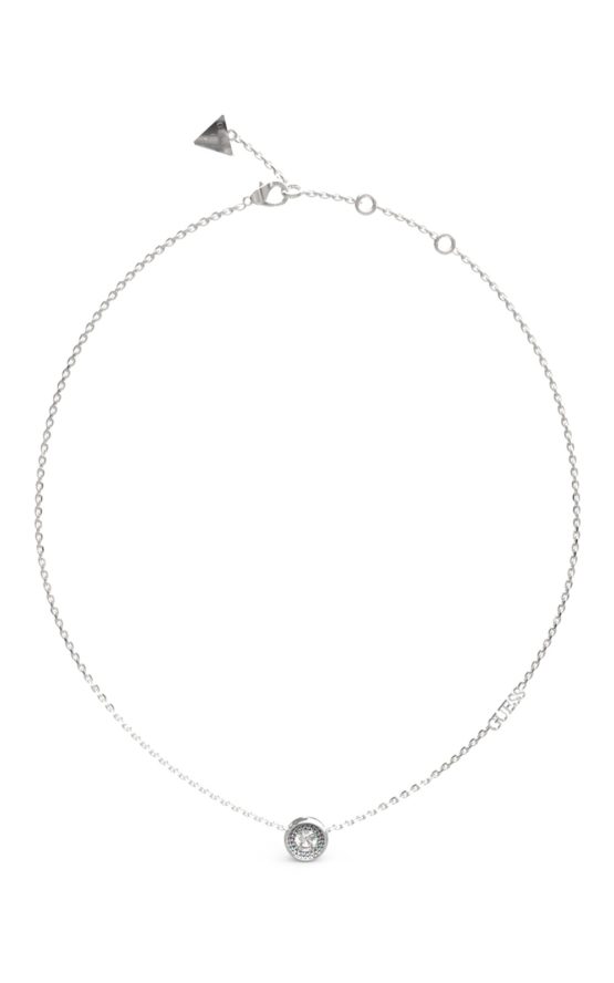 GUESS STEEL UNIQUE SOLITAIRE JUBN03398JWRHT-U Ασημένιο Κολιέ Με Σχέδιο Με Πέτρες