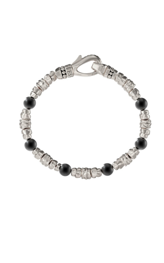 GUESS STEEL URBAN CODE JUMB06021JWSTBKL Βραχιόλι Ασημένιο Με Μαύρες Χάντρες