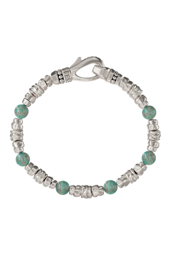 GUESS STEEL URBAN CODE JUMB06021JWSTGNL Βραχιόλι Ασημένιο Με Πράσινες Χάντρες