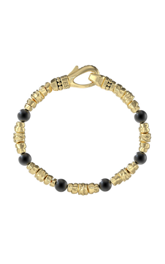 GUESS STEEL URBAN CODE JUMB06021JWYGBKL Βραχιόλι Χρυσό Με Μαύρες Χάντρες