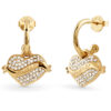 GUESS STEEL VINTAGE GUESS JUBE05477JWRHT/U Σκουλαρίκια Χρυσά Με Καρδιές Με Πέτρες Και Λογότυπο